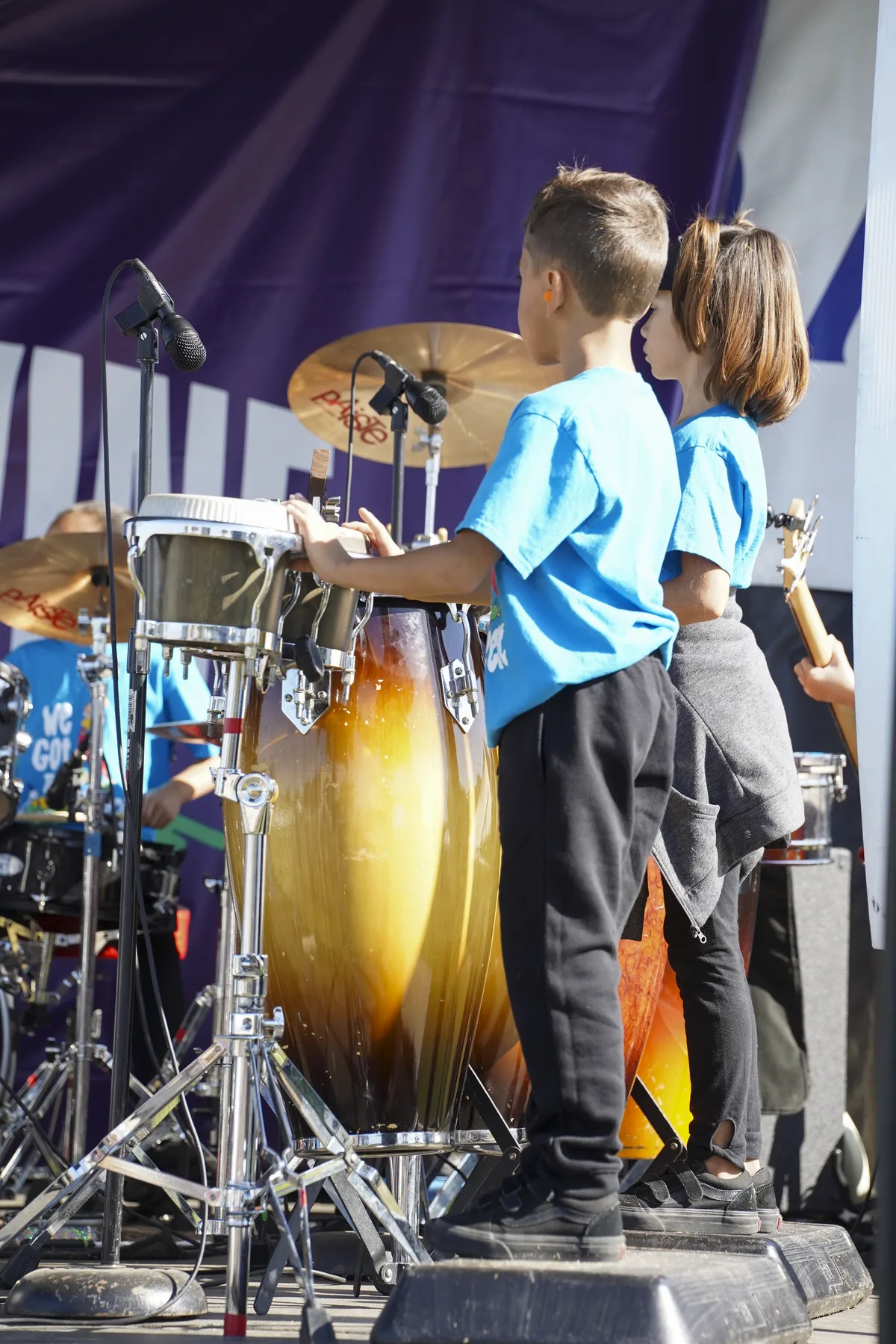 Young We Got The Beat percussionists performing at the festival.